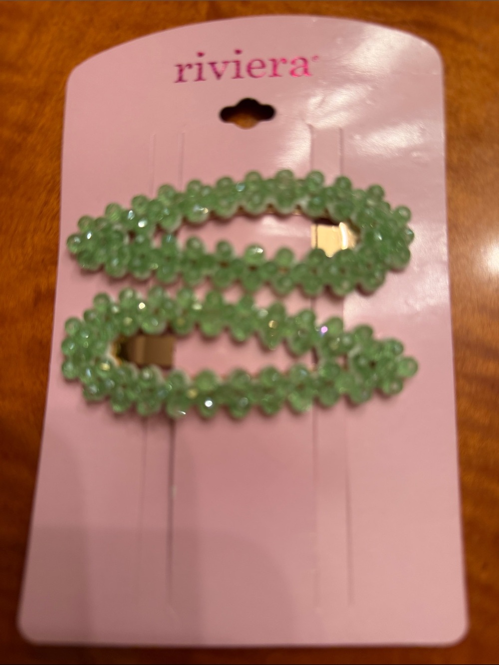 Riviera Mint Green Crystal Flower Hair Clips